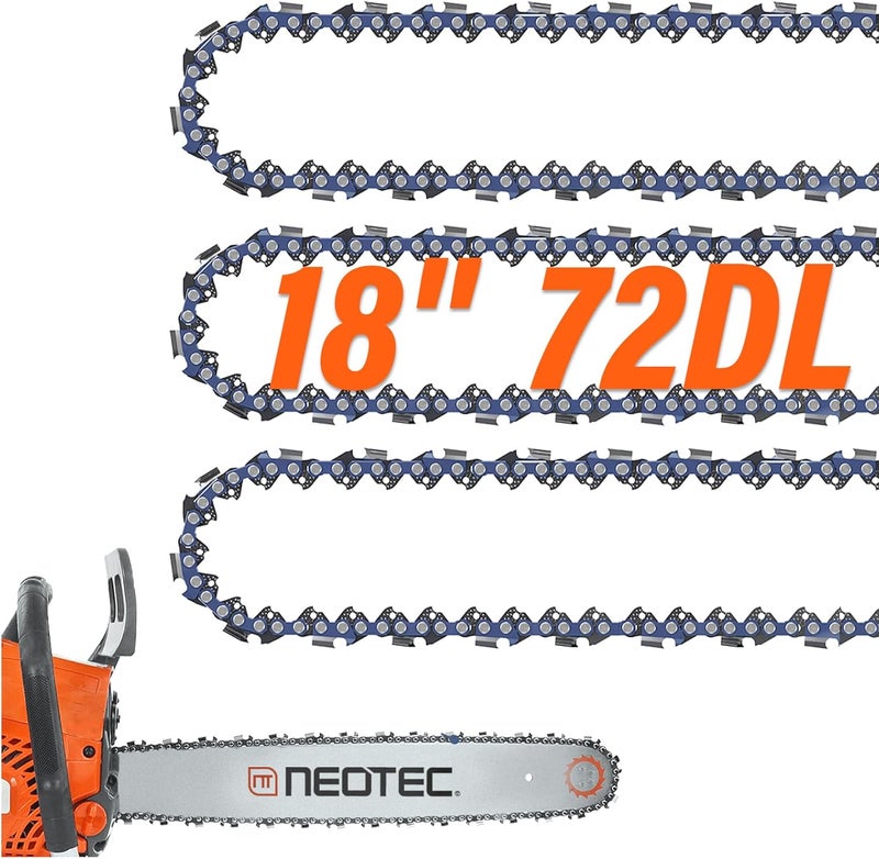 NEO-TEC 18 Inch Chainsaw Chain,0.325" Pitch .050" Gauge 72 Drive Links Fits for Husqvarna 440, 445, Fit for Echo CS-400, Jonsered - 591094872, 20lpx072g, and More H72 M72 (3 Chains) - Image 1